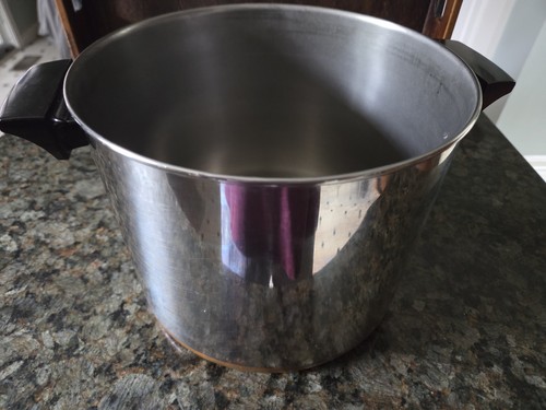 Vtg Revere Ware 1801 Copper Bottom 8 Qt Stock Pot Clinton Illinois No Lid