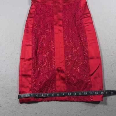 jax red lace dress JAX Red Lace Satin Cocktail Dress Women Size 4 Sleeveless V-Neck Sheath NWT