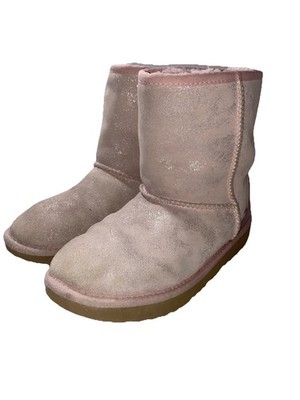 GOOD UGG Boots T Classic II Pink Metallic Faux Fur Size 3 1118534K