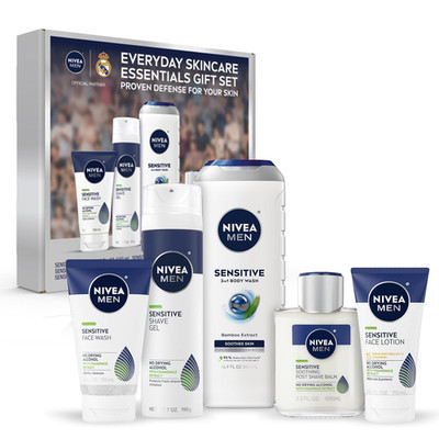 Sensitive Skin Care Set for Men, Face Wash, 5 Fl Oz + Body Wash, 16.9 Fl Oz + Sh
