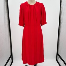 Everlane Women's Short Sleeve Red Striped Ruched Dress