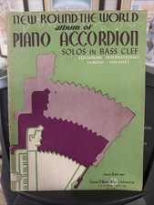 Vintage Piano Accordion Songbook New Round the World Solos in Bass Clef VG