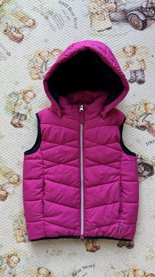 name it Girls Pink Hooded Puffer Vest Hooded Sleeveless Zip Size 6Y 116