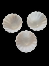 3 Vintage Anchor Hocking Rachel White Swirl Milk Glass Dessert / Berry Bowls