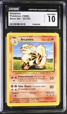 CGC GEM MINT 10 Arcanine 23/102 Set Base Illimitato Pokemon Non Comune WOTC - 1999
