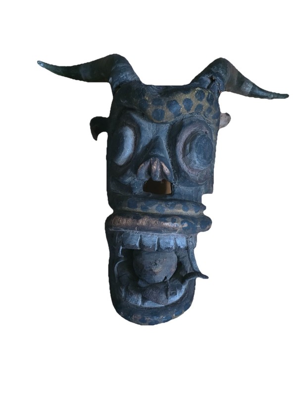 Guatemalan Devil Mask With Rams Horns Original Vintage Collector Piece