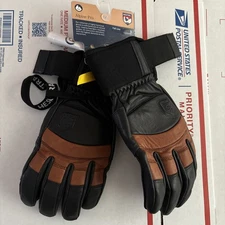 Hestra Alpine Pro Leather Gloves Medium Large Unisex Navy/Brown Fall Line (176)