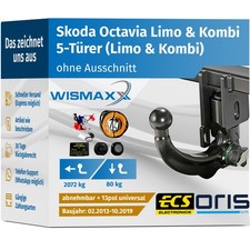 ANHÄNGERKUPPLUNG für Skoda Octavia III 13-19 v. abnehmbar ORIS +13pol E-Satz ABE