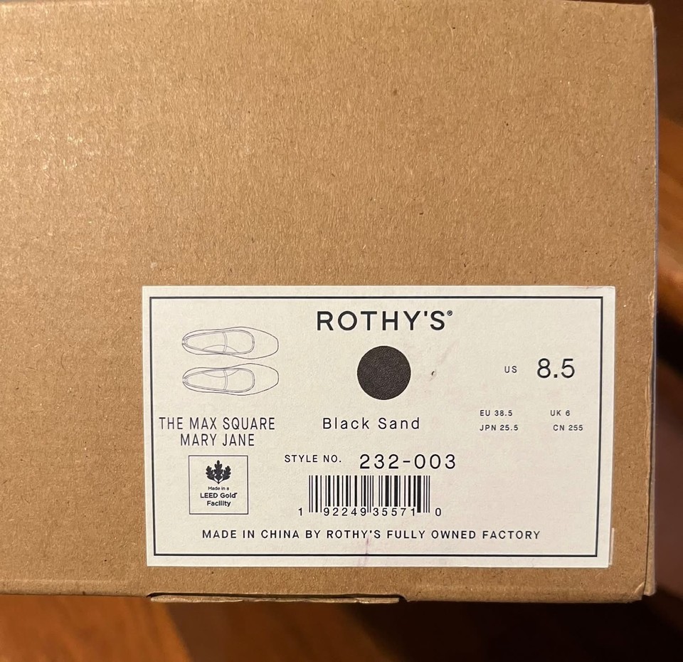 Rothys: The Max Square Mary Jane Size: 8.5 / Color: Black Sand | eBay