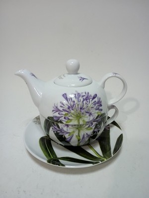 Living Quarters Teapot/ Cup/ Saucer Combo Agapanthus Purple Floral