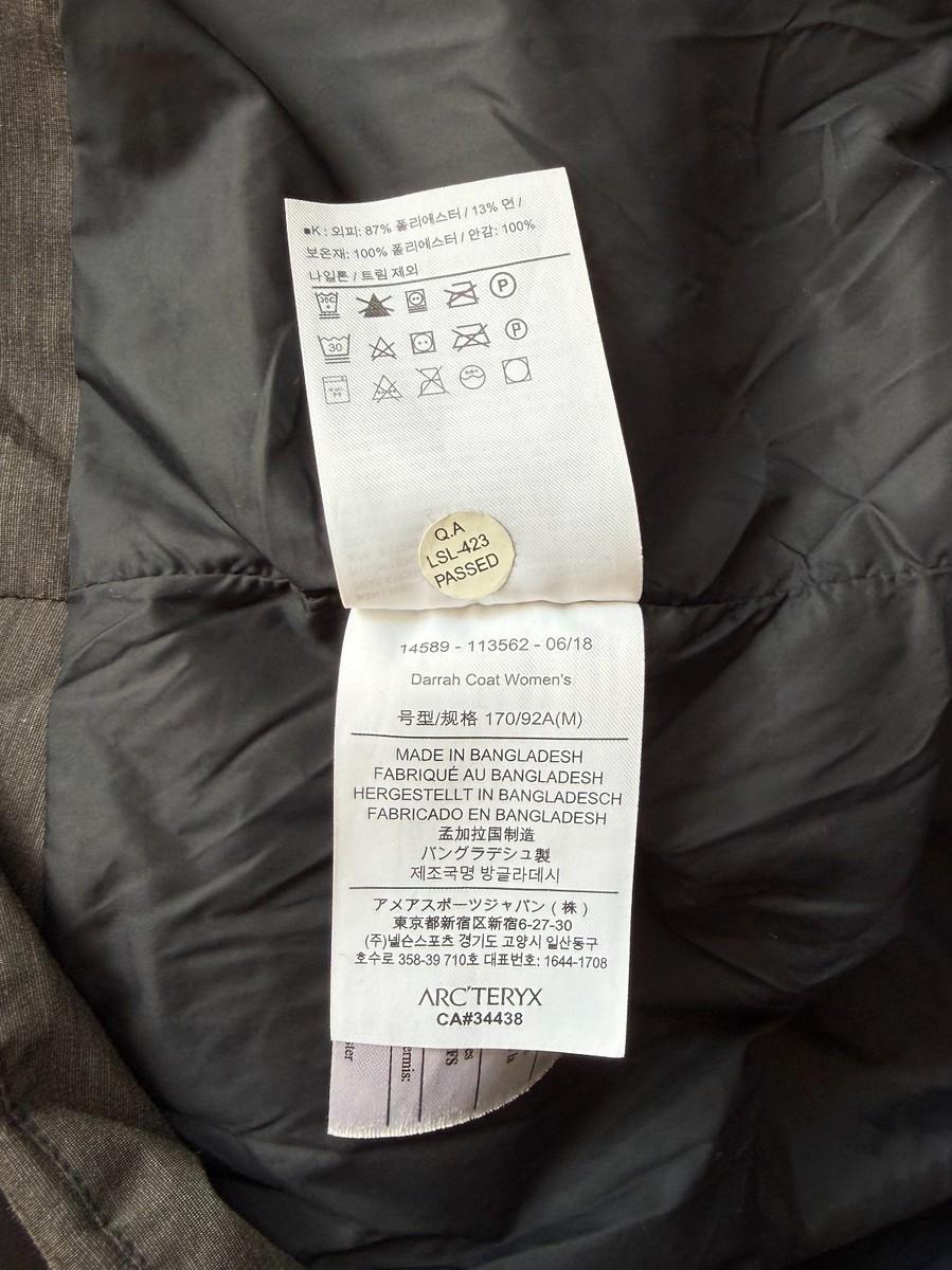 ARC'TERYX Darrah Women's Coat Puffer Parka Long Jacket Size M Gray
