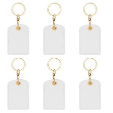 6pcs Leather Keychain,70mm Sublimation Keychain Blanks,Rectangular,White