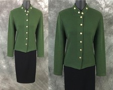 BEAUTIFUL St John collection knit jacket green suit blazer size 4