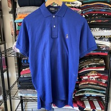 Vintage Polo Ralph Lauren Polo Shirt Blue Mini Bear 1992 Made in USA Soft Cotton
