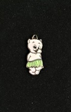 Porky Pig Charms Vintage 1970's Rare Metal Enamal Unique Warner Hulu Hawaiin
