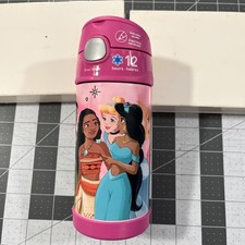 Thermos Funtainer 12 Ounce Bottle Disney Princess Theme Pink Stainless - New