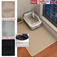 Double Layer Cat Litter Mat Non-Slip Washable Pad for Cats Litter Box, Paw Clean