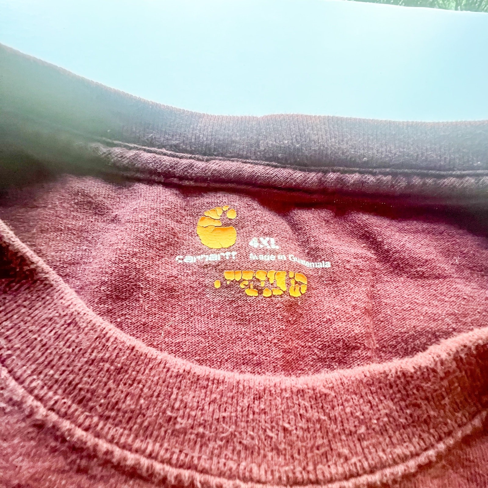 Carhartt T-Shirt M 4XL Short Sleeve Crewneck Original Fit Pocket Dark Maroon thumbnail 4