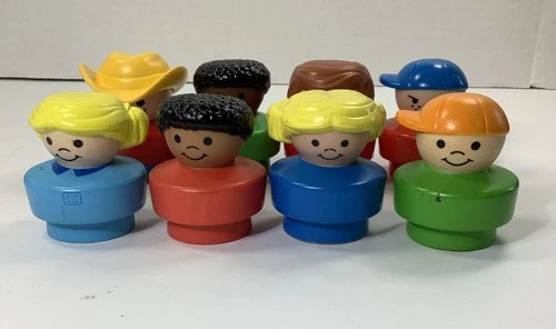 Fisher Price Vintage 1990 Chunky Little People Lot Of 8 Boy Girl Farmer