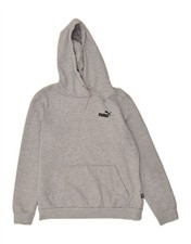 PUMA Womens Hoodie Jumper UK 14 Medium Grey Cotton AM02