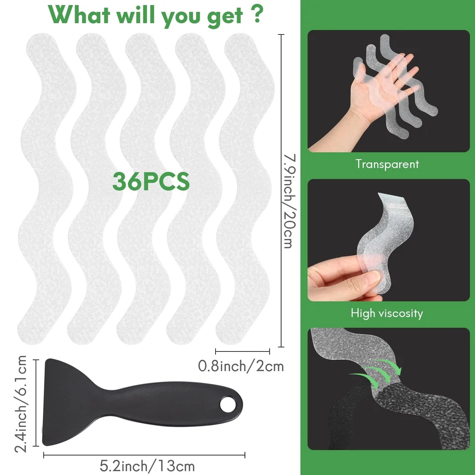 36 PIEZAS Pegatinas Bañera No S, Calcomanías de Seguridad Ducha para Pisos Mojados Escaleras, Blanco Foto 2 de 4