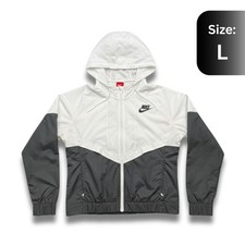 Nike Women's White Black Windrunner Full Zip Hooded Windbreaker Jacket