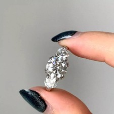 2Ct Round Cut Lab Grown Diamond Three Stone Ring Solid 14kt White Gold Jewelry