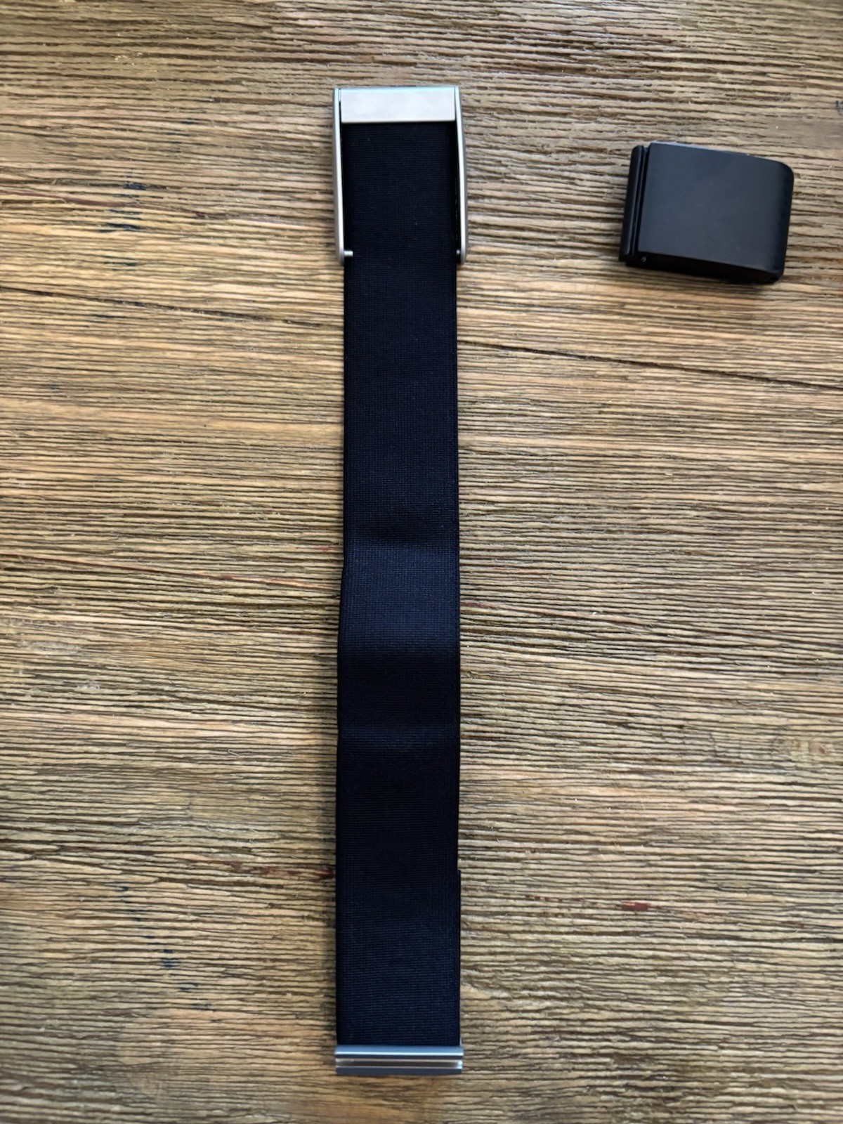 New Whoop 5.0/MG Coreknit Black Band With Shiny Silver Trim/Clasp/Hook