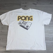 T-shirt grafica Atari Pong XXL retrò console di gioco maglietta bianca stampa invecchiata