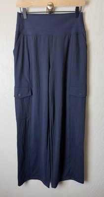 Athleta S SMALL Venice High Rise Wide Leg Cargo Pant, Navy Blue Active Pants