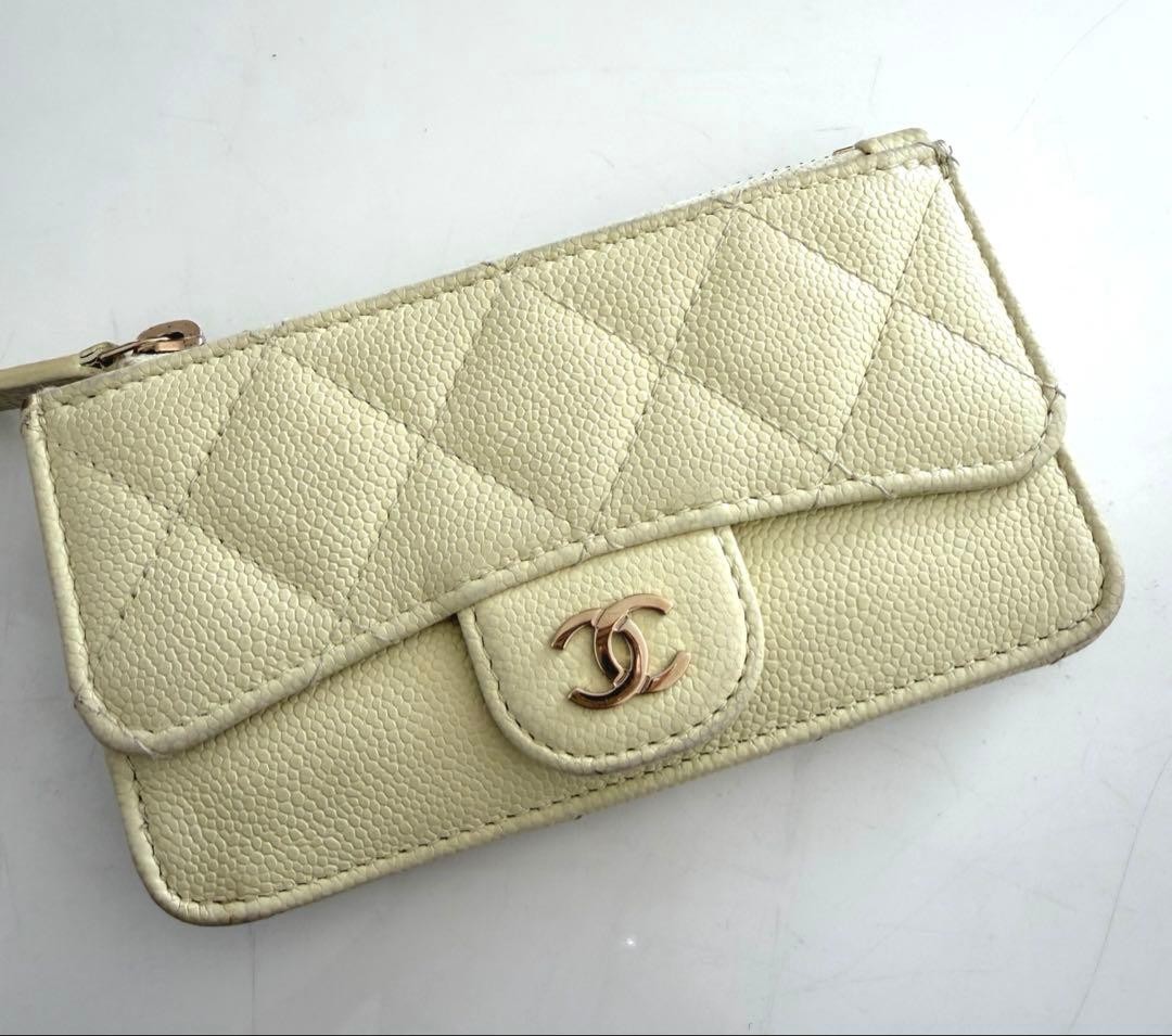 Chanel Lemon Yellow Zip Card Case Scarab Bag Holder thumbnail 2