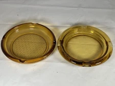 VTG Heavy Glass Amber Brown Ashtray