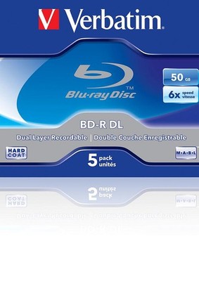 VERBATIM Blu-Ray BD-R Dual Layer 50GB 6x Speed 5er JewelCase Rohlinge