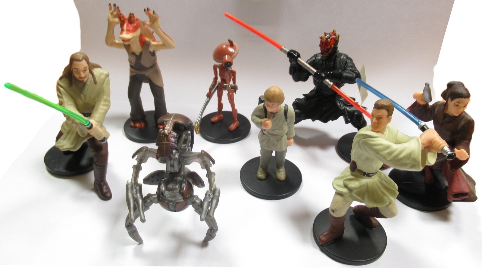 STAR WARS FIGUREN Set 8 Figuren 7cm LUKE ANAKIN DROIDEN DARTH MAUL Laserschwerter 5890₽