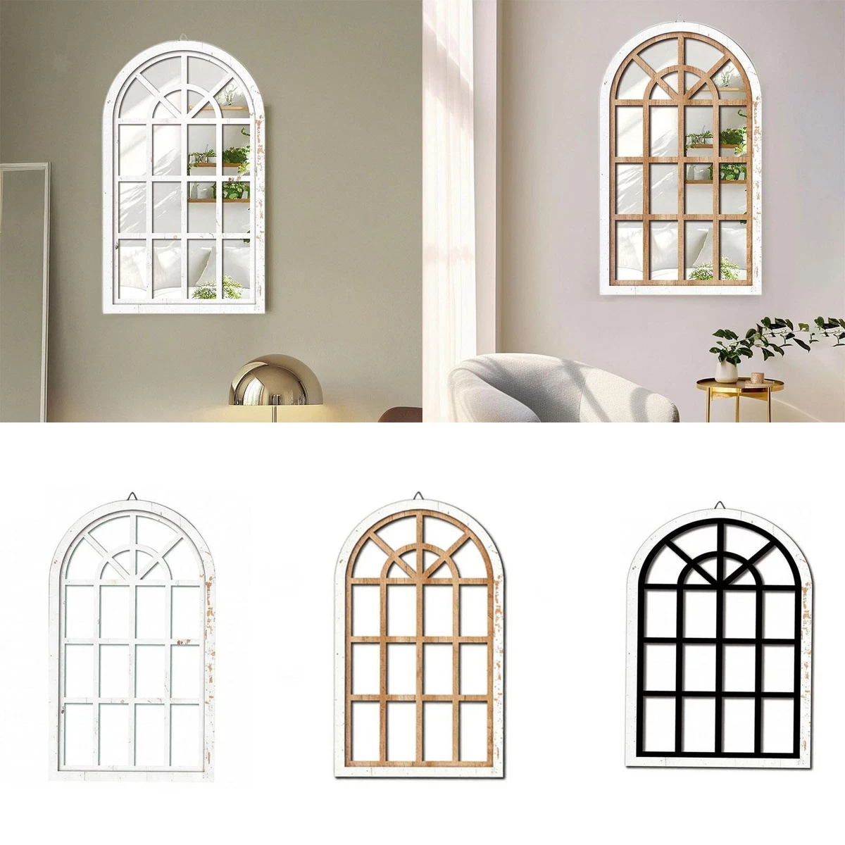 Ornemental longue fenêtre miroir mur dans les styles d