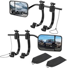 Clip-On Mirror Extenders for Towing, Shatterproof Dual View Convex Tow Mirrors,