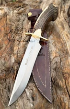 UBR CUSTOM HANDMADE D2 STEEL muela magnum bowie knife WITH STAG HORN HANDLE 