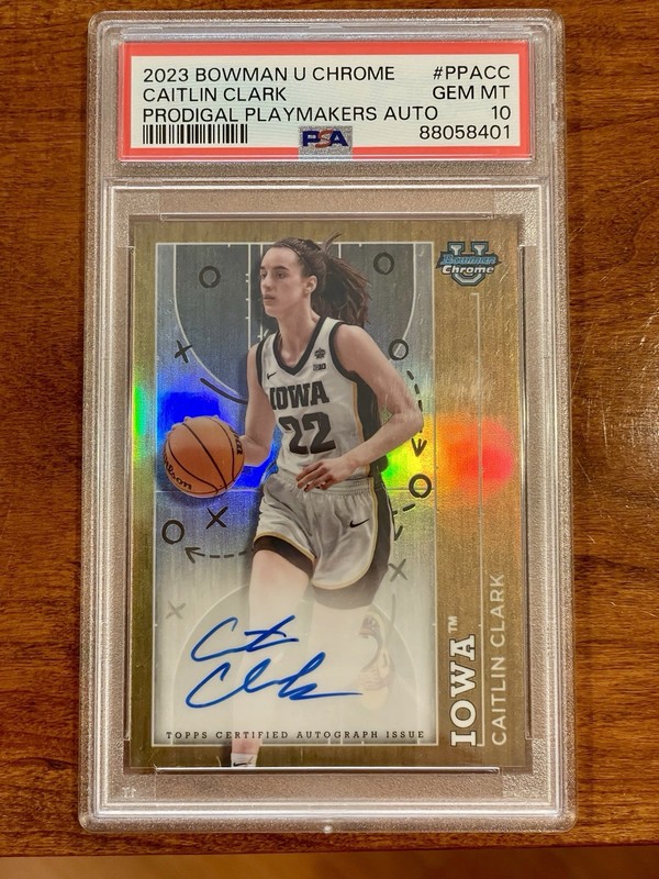 2023 Bowman U Chrome Prodigal Playmakers RARE ON CARD AUTO Caitlin Clark PSA 10