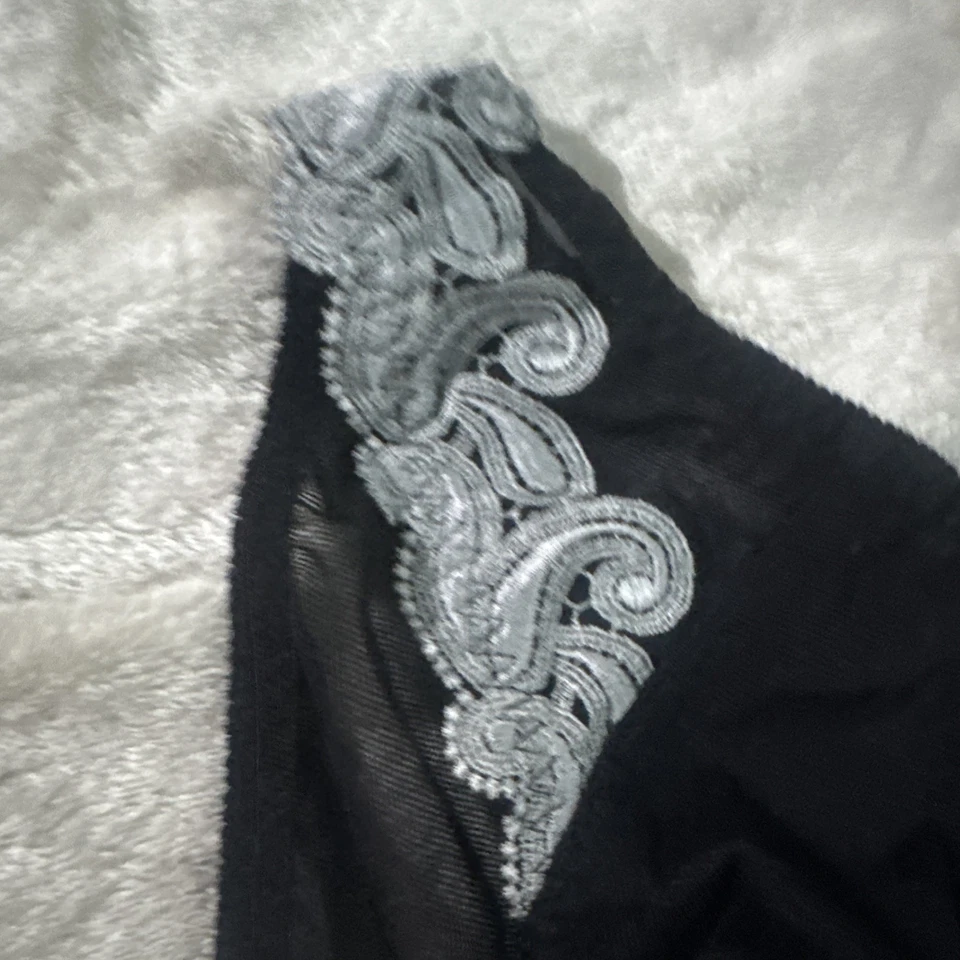 Bragas de malla elástica negras vintage nuevas con etiquetas FELINA laterales bordados negros - talla S Foto 4 de 4