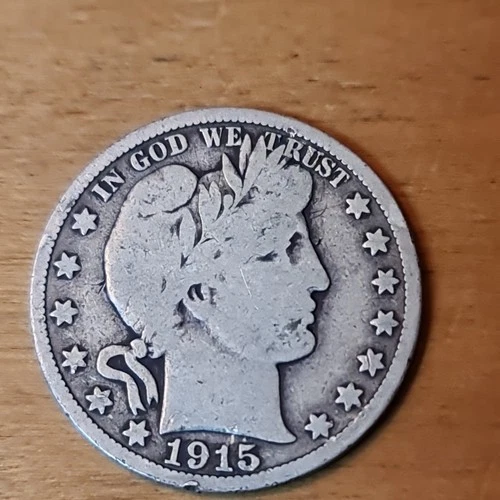 1915 Barber Half Dollar 50c Silver Coin, U.S.