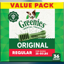 GREENIES Canine 10123660 Dental Chews Regular Size Tub 36 Oz 36 Pack