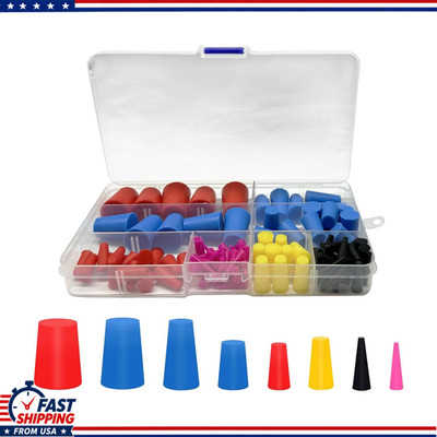 105PCS High-Temp Resistant Silicone Tapered Plugs Assortment Kit, 8 Size: 105PCS