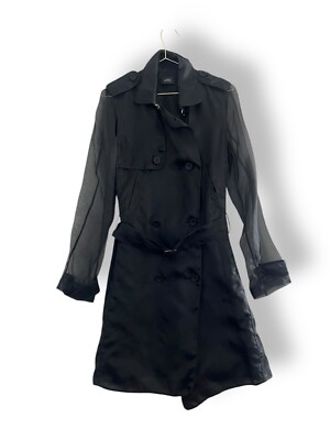 Joseph Silk Organza Trench Coat Size 40 Black