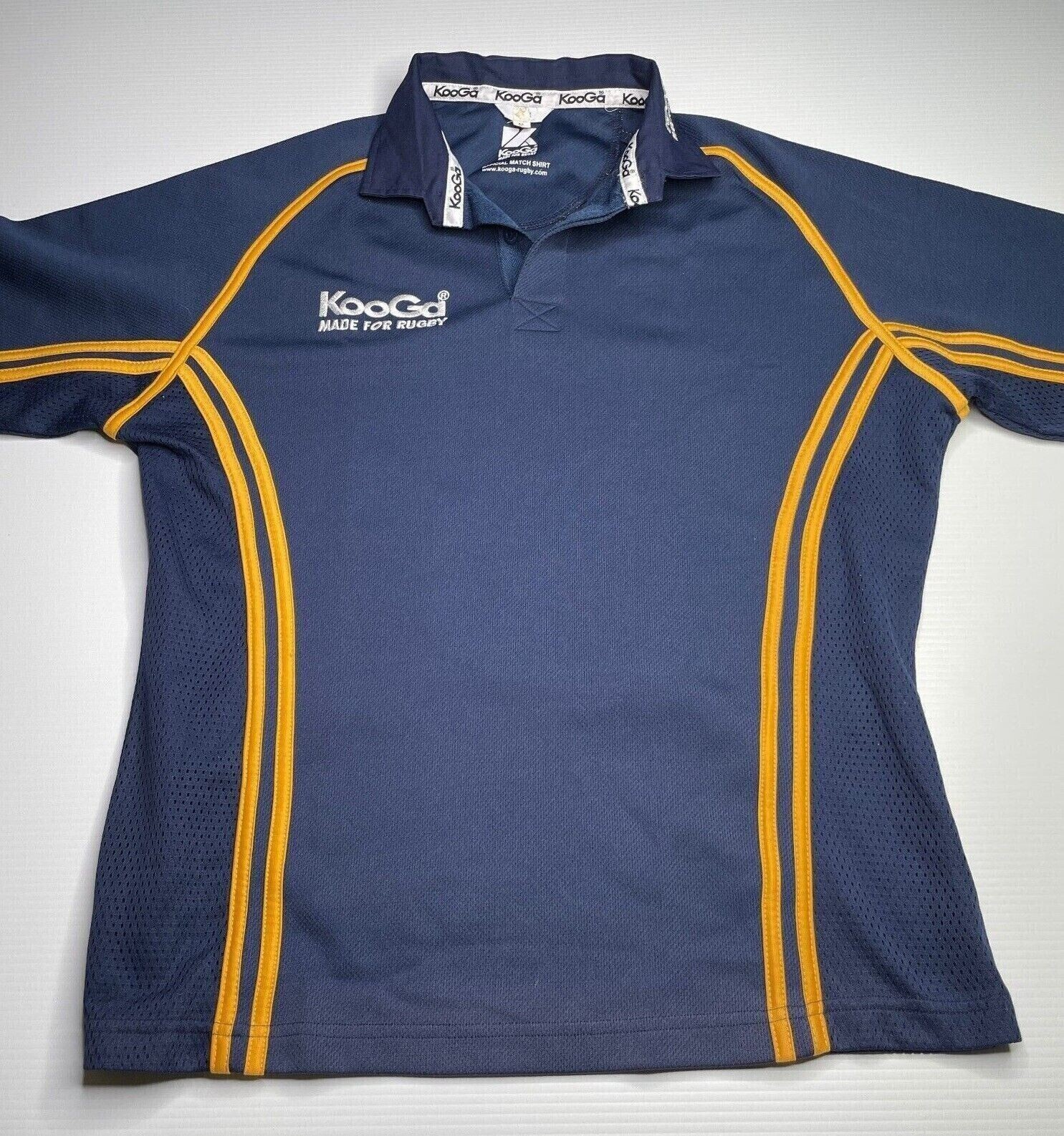 Kooga Mens Blue Rugby Logo Collared Polo Shirt Size M Casual Sports Fit