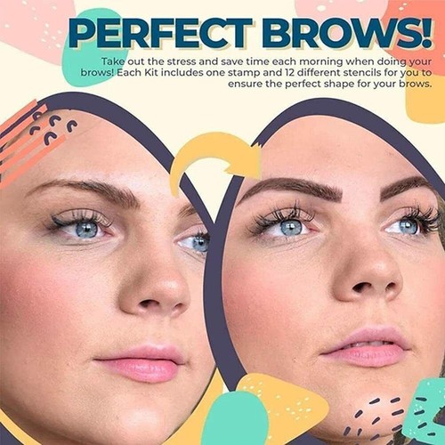 Waterproof Eyebrow Stamp Shaping Kit Eye Brow Power Stencils Definer Makeup Set - Picture 10 of 16