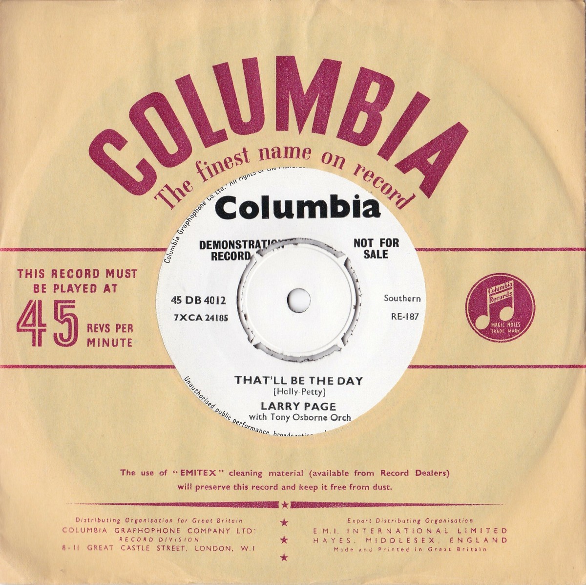 Larry Page -That'll Be The Day- 7" 45 Promo, Columbia near mint | eBay