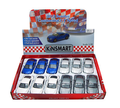 2012 BENTLEY CONTINENTAL GT SPEED DIECAST CAR BOX OF 12 1/38 SCALE ASSORTED