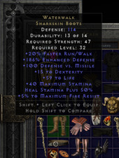 Waterwalk Sharkskin Boots / Diablo 2 Resurrected / PC / Non-Ladder SC