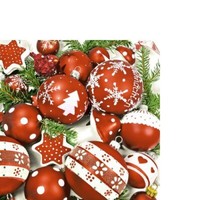 20 Kleine Cocktailservietten Snow White In Red Weihnachtskugeln Rot Deko 24X24Cm