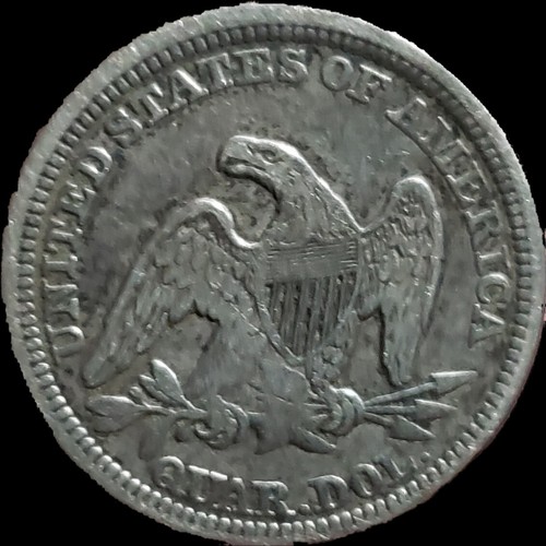 1857 Silver 25 C Seated Liberty Quarter. Full Liberty.  Better Grade - Picture 2 of 2